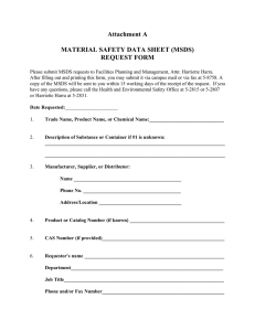 Attachment A MATERIAL SAFETY DATA SHEET (MSDS) REQUEST