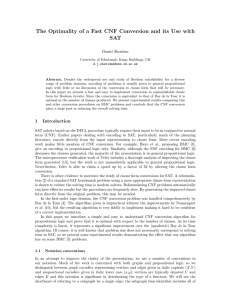 The Optimality of a Fast CNF Conversion and its Use with SAT