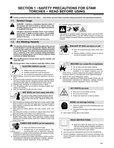 SECTION 1 −SAFETY PRECAUTIONS FOR GTAW TORCHES