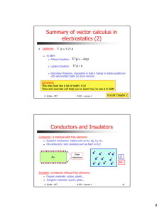 Summary of vector calculus in electrostatics (2) Conductors and
