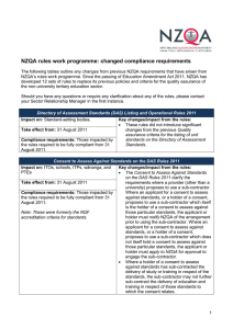 NZQA rules work programme: changed compliance requirements