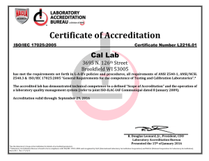 Certificate and Scope of Accreditation L2216.01
