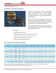 capstrate® capacitor substrates size / capacitance capability examples