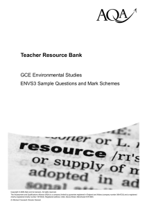 A-level Environmental Studies Teacher guide Sample questions and