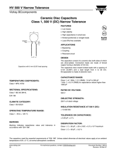 Narrow Tolerance HV 500 V Narrow Tolerance