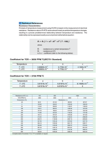 Coefficient for TCR = 3850 PPM/ (IEC751 Standard) Coefficient for