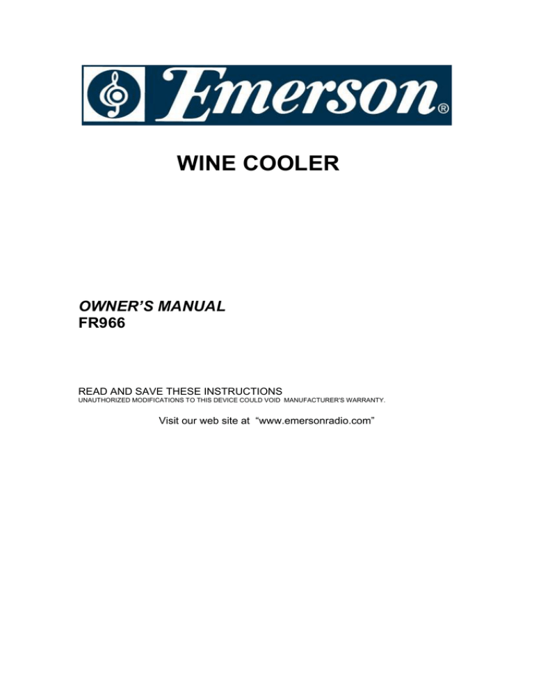 Wine Cooler Emerson Radio