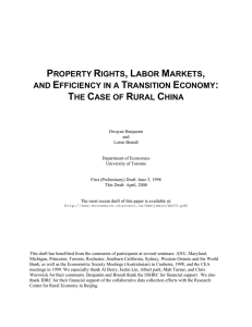 property rights, labor markets, and efficiency in a transition economy