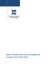Offer of studies and courses in English for Academic Year 2015/2016
