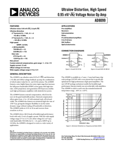 AD8099 Ultralow Distortion, High Speed, 0.95 nV/√Hz Voltage