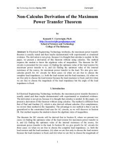 Non-Calculus Derivation of the Maximum Power Transfer Theorem