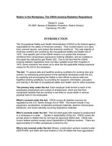 Radon in the Workplace, The OSHA Ionizing Radiation - aarst-nrpp