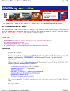 E-Learning Resources at SFU Library