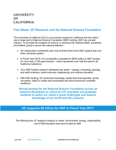 Fact Sheet: UC Research and the National Science Foundation UC