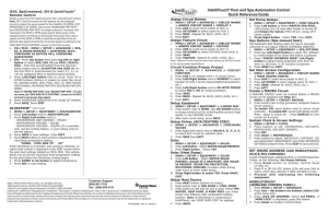 IntelliTouch® Pool and Spa Automation Control Quick Reference