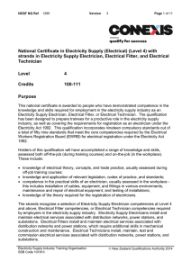 National Certificate in Electricity Supply Electrical with