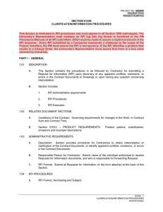 SECTION 01250 CLARIFICATION/INFORMATION PROCEDURES
