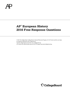 AP European History 2016 Free-Response Questions