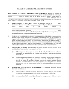 Release of Liability and Assumption of Risks