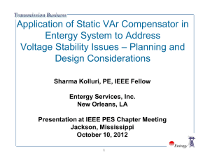 Application of Static VAr Compensator in Entergy System to Address