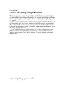 Chapter 4 Activities for Learning Strategies Instruction