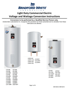 Light Duty Commercial Electric Voltage and Wattage Conversion