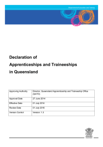 Declaration of Apprenticeships and Traineeships in