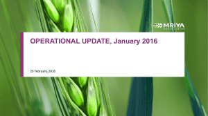 OPERATIONAL UPDATE, January 2016