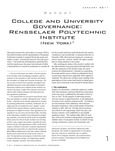 College and University Governance: Rensselaer Polytechnic Institute