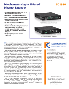 Telephone/Analog to 10Base-T Ethernet Extender TC1910