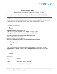 safety data sheet secondary nickel-cadmium sealed cells