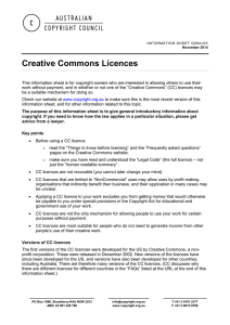 Creative Commons Licences - Australian Copyright Council