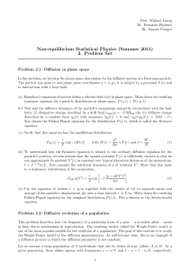 Non-equilibrium Statistical Physics (Summer 2015) 2. Problem Set