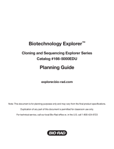 Biotechnology Explorer™ Planning Guide - Bio-Rad