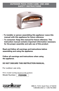 OUTDOOR pizza OVEN CaRE, UsE aND saFETY iNsTRUCTiONs