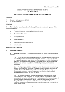 Procedure for the granting of LEC Allowances