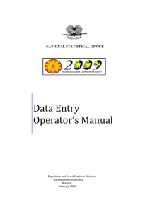 Data Entry Operator`s Manual - National Statistical Office