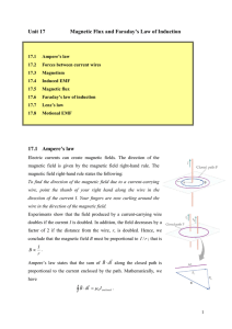 Unit 17 Magnetic Flux and Faraday`s Law of Induction 17.1 Ampere`s