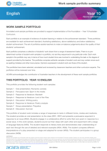 Year 10 | English | Year 10 English Portfolio - Above