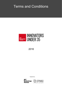 Terms and Conditions - Innovators Under 35