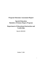 Program Outcomes Assessment Report Special Education Bachelor