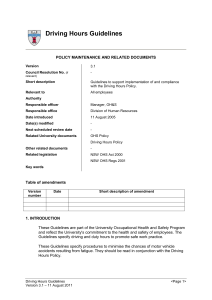 Driving Hours Guidelines