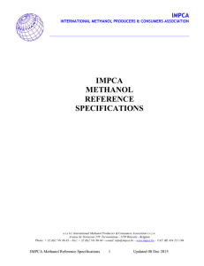 IMPCA METHANOL REFERENCE SPECIFICATIONS