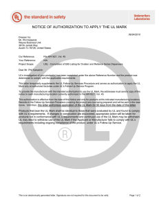 notice of authorization to apply the ul mark