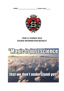 year 11 science 2014 course information booklet