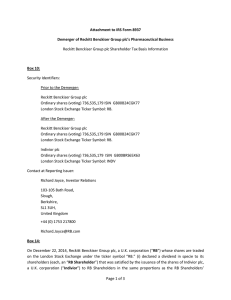 Page 1 of 3 Attachment to IRS Form 8937 Demerger of Reckitt