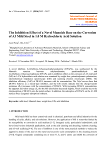 The Inhibition Effect of a Novel Mannich Base on the Corrosion of A3