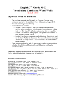 English 2 Grade M-Z Vocabulary Cards and Word Walls