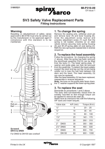 SV3 Safety Valve Replacement Parts Fitting Instructions