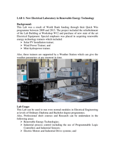 LAB 1: New Electrical Laboratory in Renewable Energy Technology